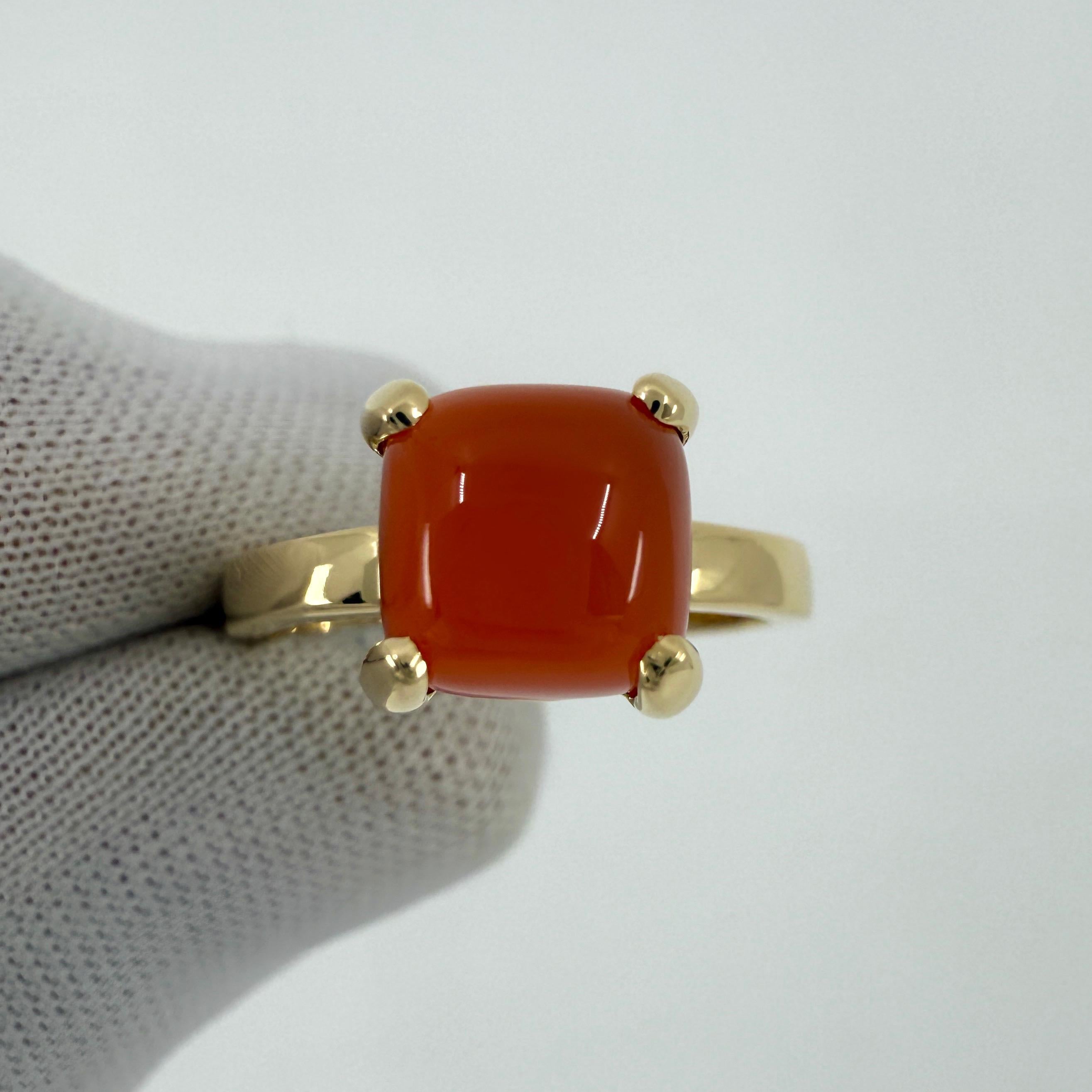 Femenino o masculino Tiffany & Co. Paloma Picasso Orange Chalcedony Sugar Stack Loaf 18k Gold Ring 7 en venta