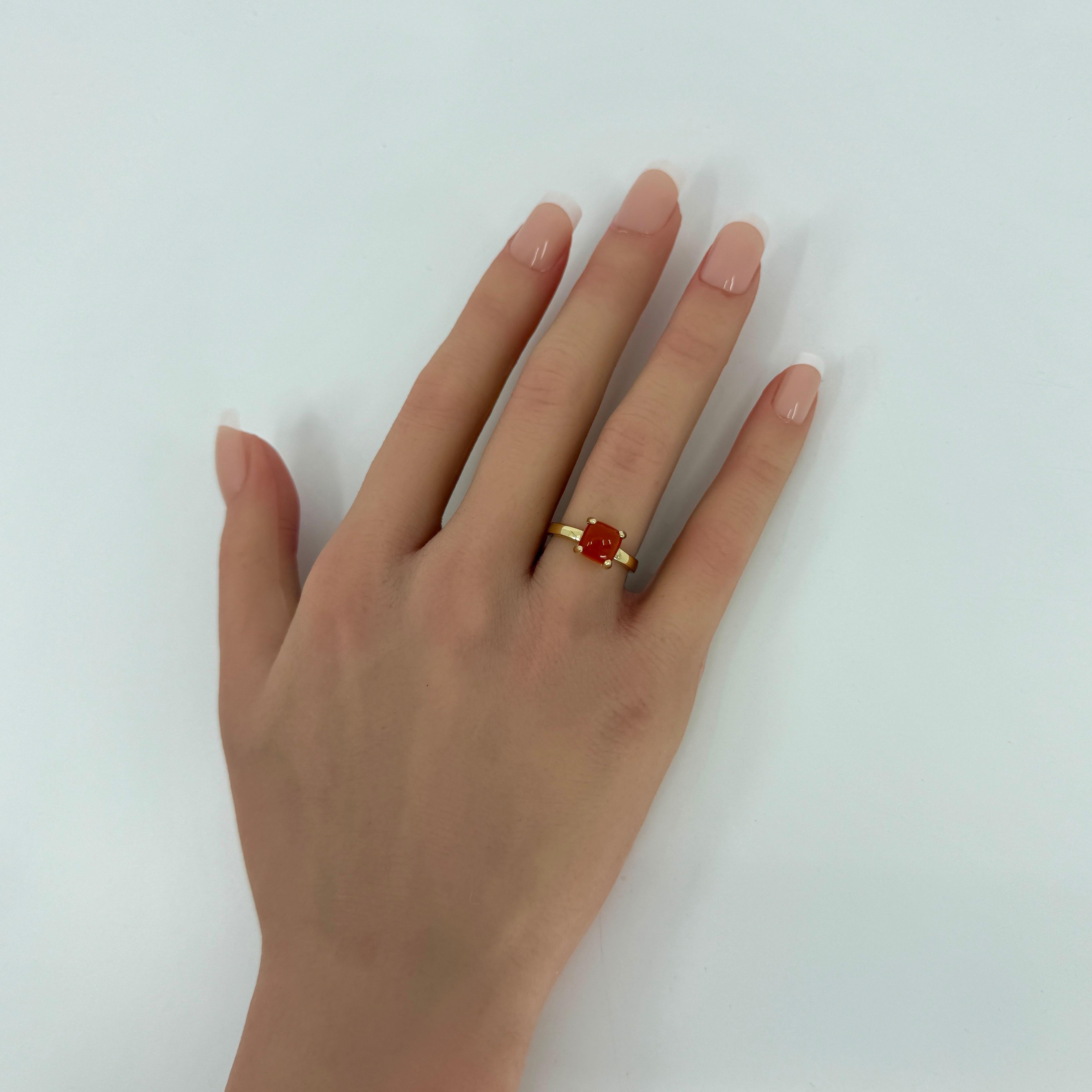 Tiffany & Co. Paloma Picasso Orange Chalcedony Sugar Stack Loaf 18k Gold Ring 7 en venta 4