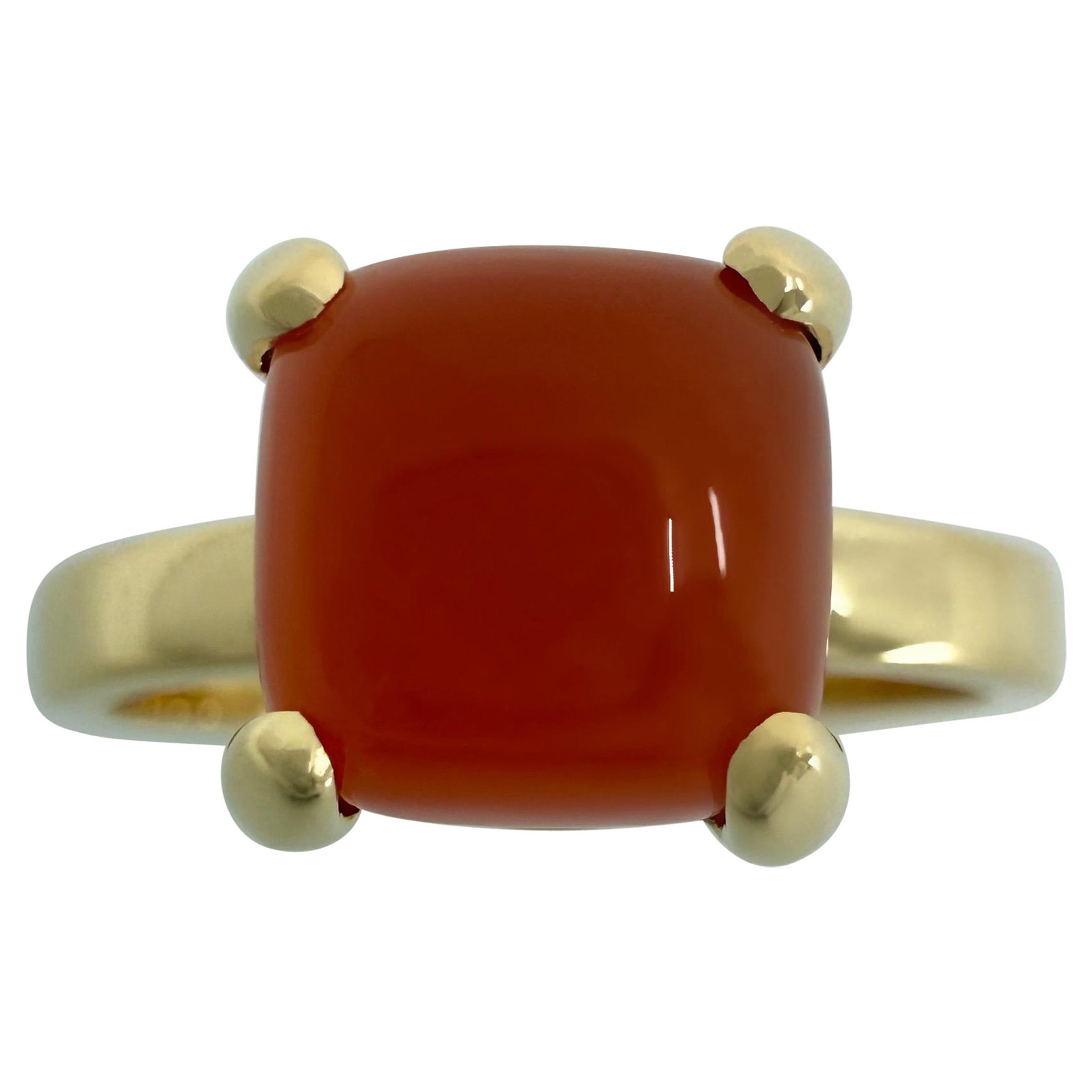 Tiffany & Co. Paloma Picasso Orange Chalcedony Sugar Stack Loaf 18k Gold Ring 7