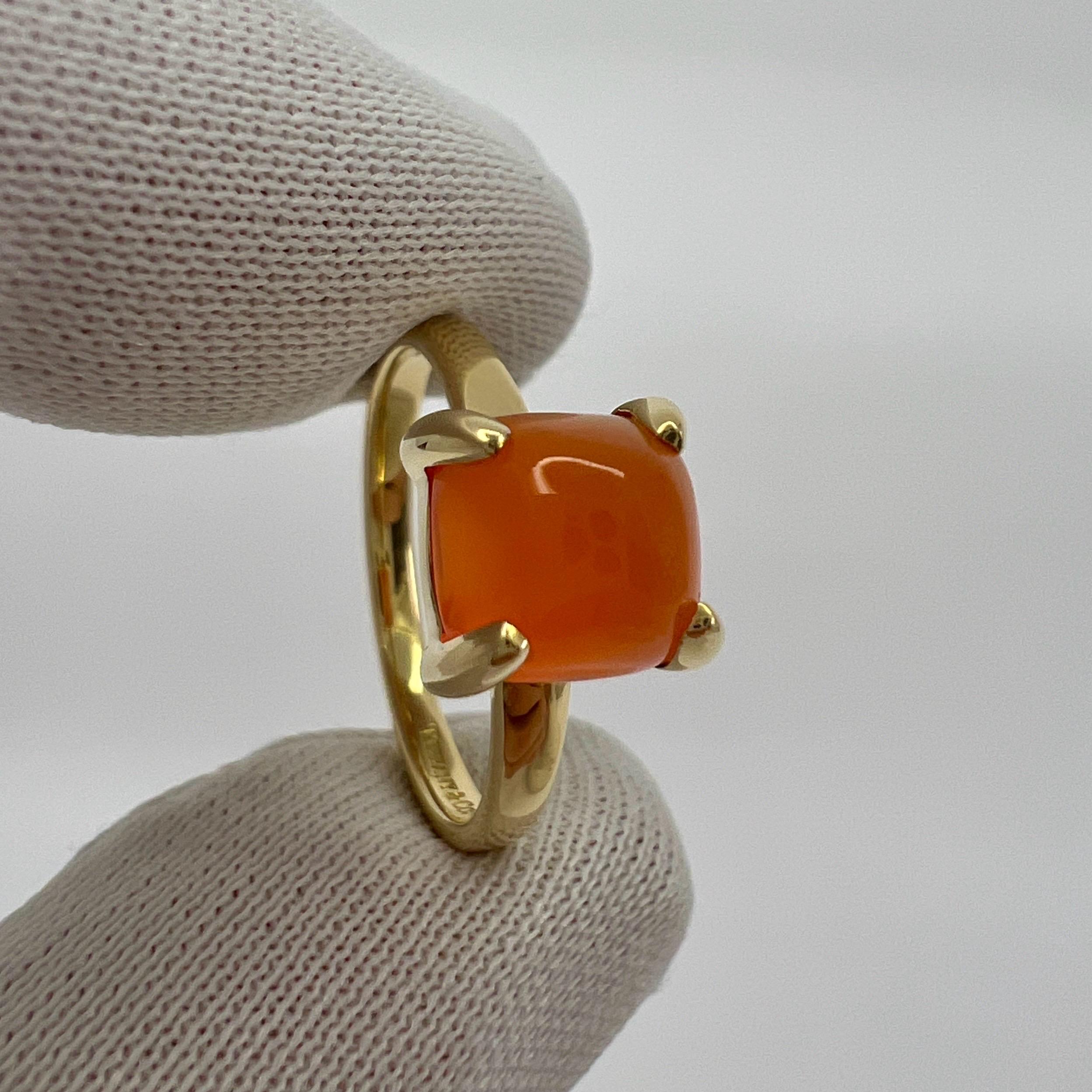 Cabochon Tiffany & Co. Paloma Picasso Orange Chalcedony Sugar Stack Loaf 18k Gold Ring For Sale