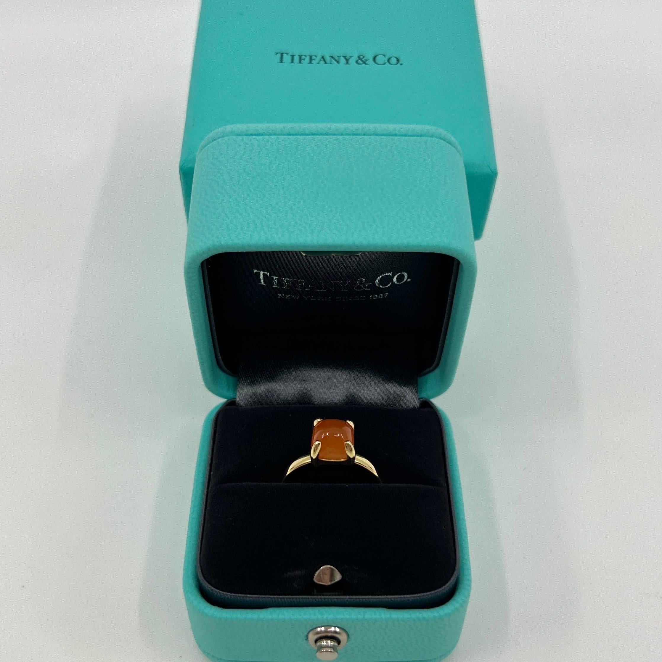 Tiffany & Co. Paloma Picasso Orange Chalcedony Sugar Stack Loaf 18k Gold Ring For Sale 2
