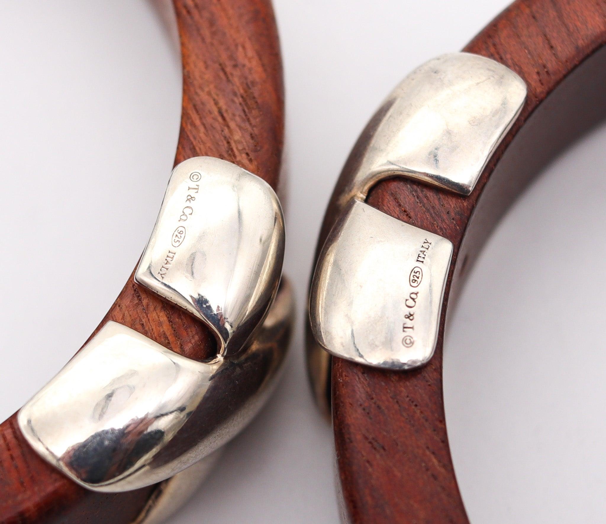 TIFFANY & CO. Paloma Picasso Paar Armreif Armbänder in Holz und .925 Sterling im Angebot 1