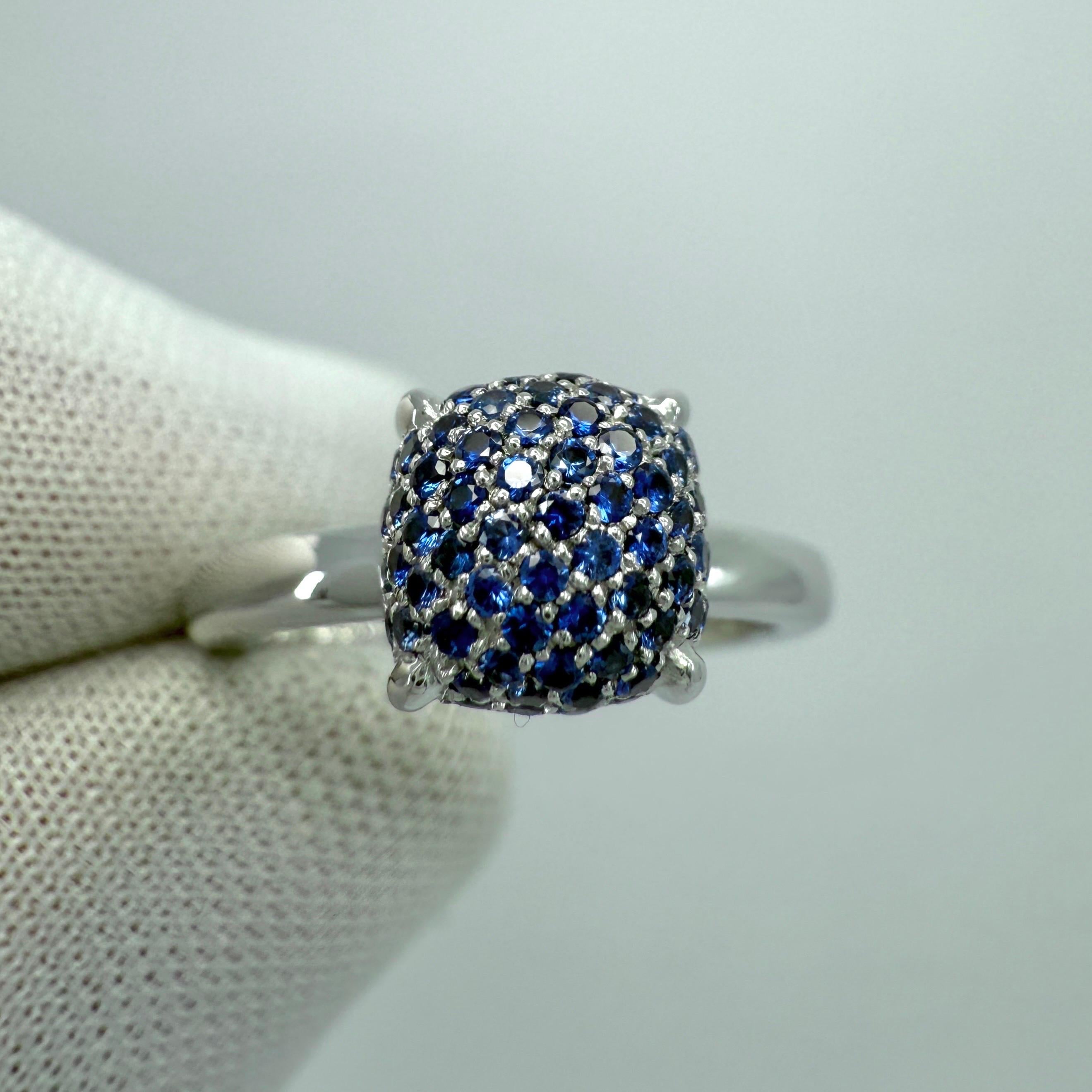 Tiffany & Co Paloma Picasso Pavé Blue Sapphire Sugar Stack 18k White Gold Ring For Sale 5