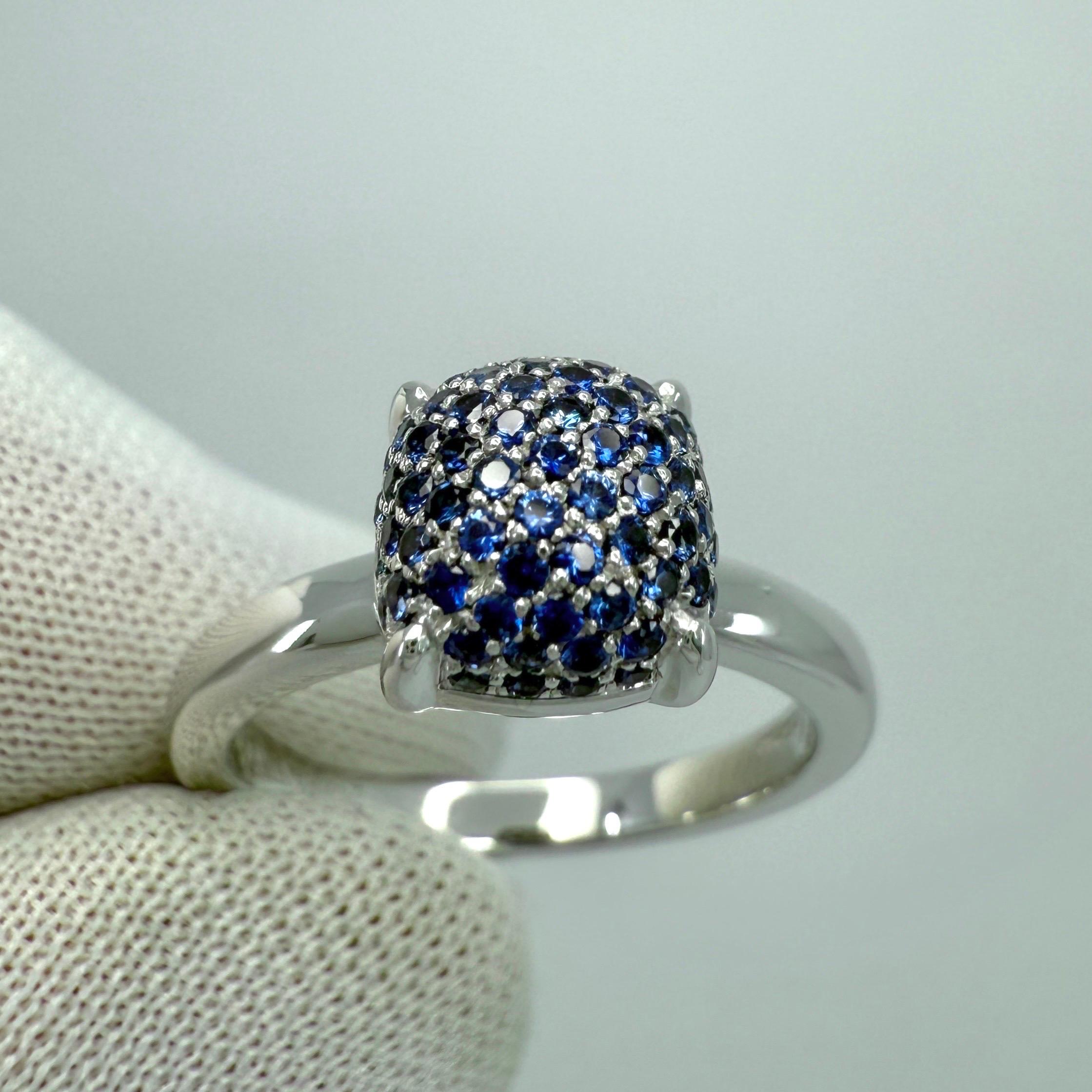 Tiffany & Co Paloma Picasso Pavé Blue Sapphire Sugar Stack 18k White Gold Ring For Sale 6
