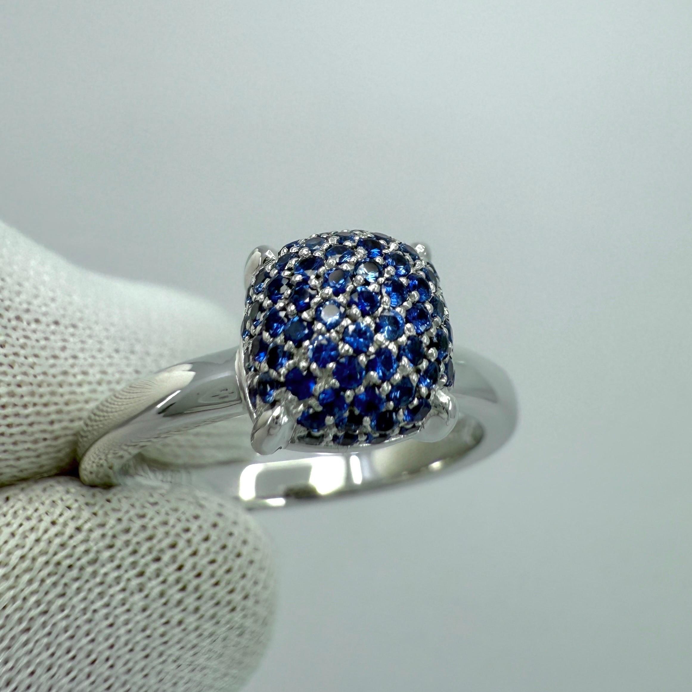 Tiffany & Co Paloma Picasso Pavé Blue Sapphire Sugar Stack 18k White Gold Ring For Sale 1