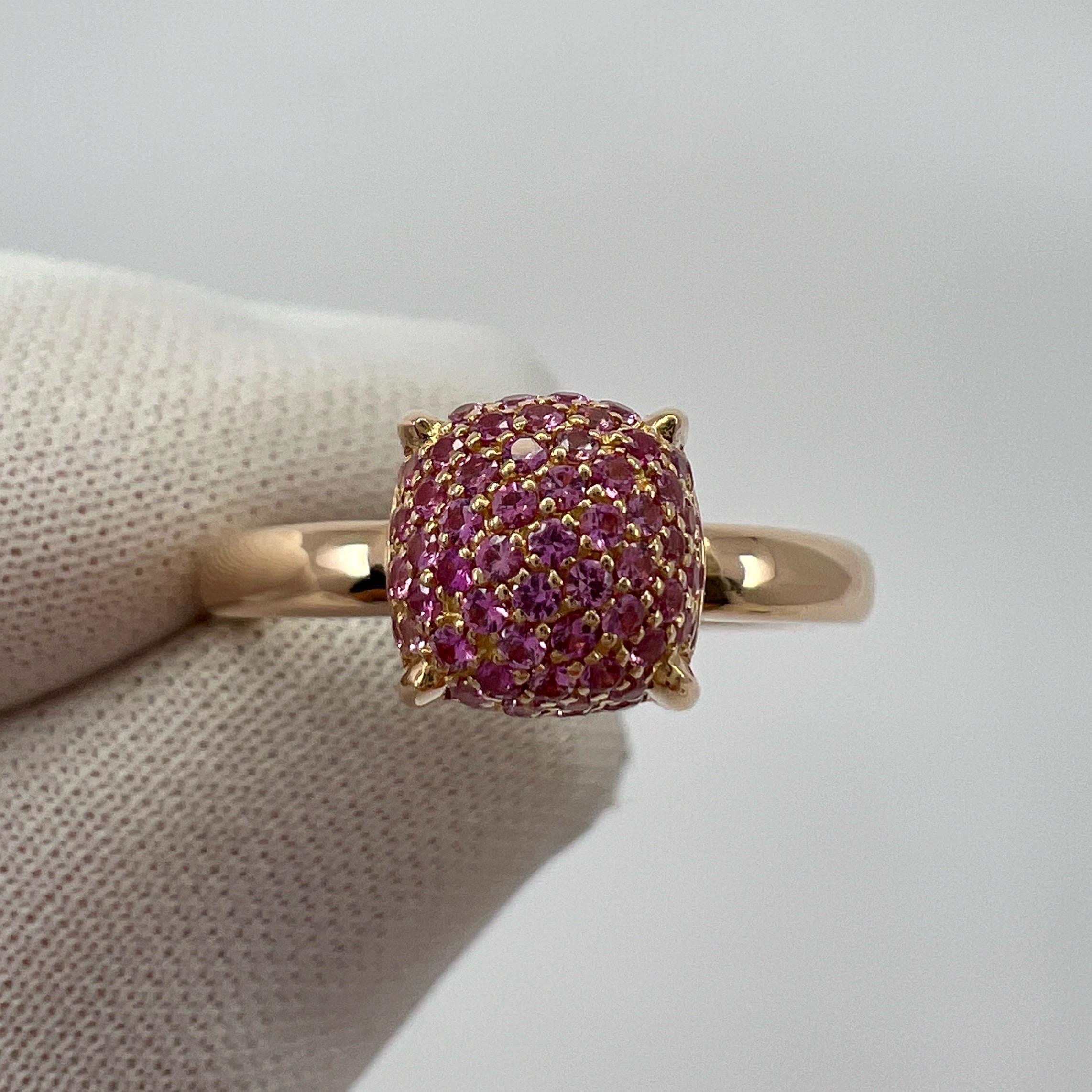 Tiffany & Co. Paloma Picasso Pavé Pink Sapphire Sugar Stack 18k Rose Gold Ring For Sale 3