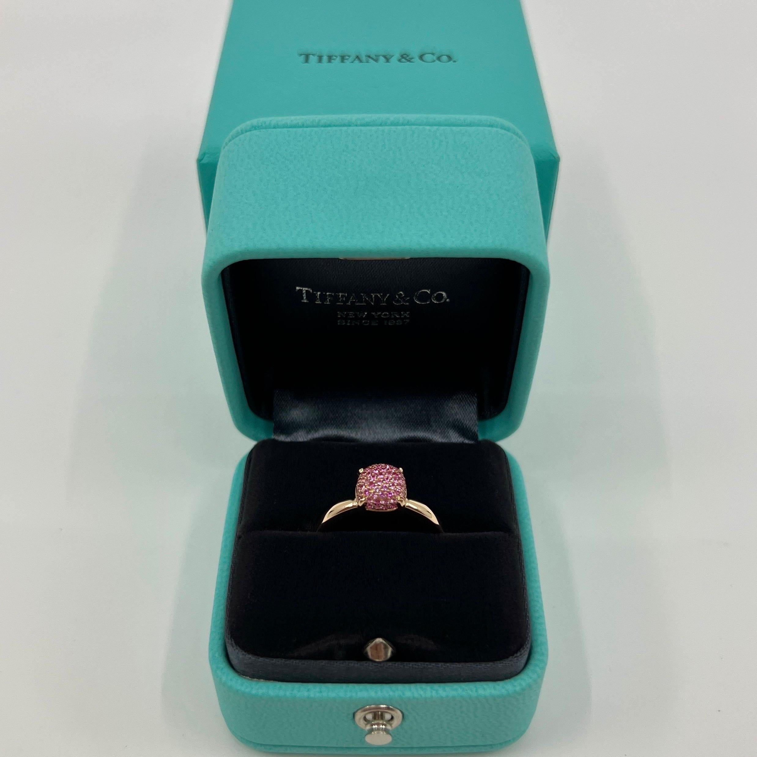 Tiffany & Co. Paloma Picasso Pavé Pink Sapphire Sugar Stack 18k Rose Gold Ring For Sale 4