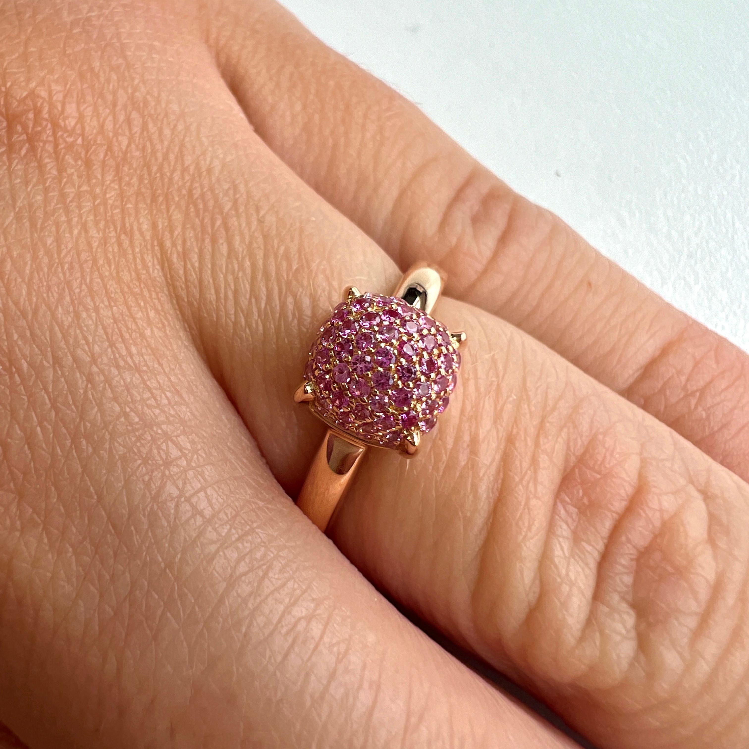 Tiffany & Co. Paloma Picasso Pavé Pink Sapphire Sugar Stack 18k Rose Gold Ring 5