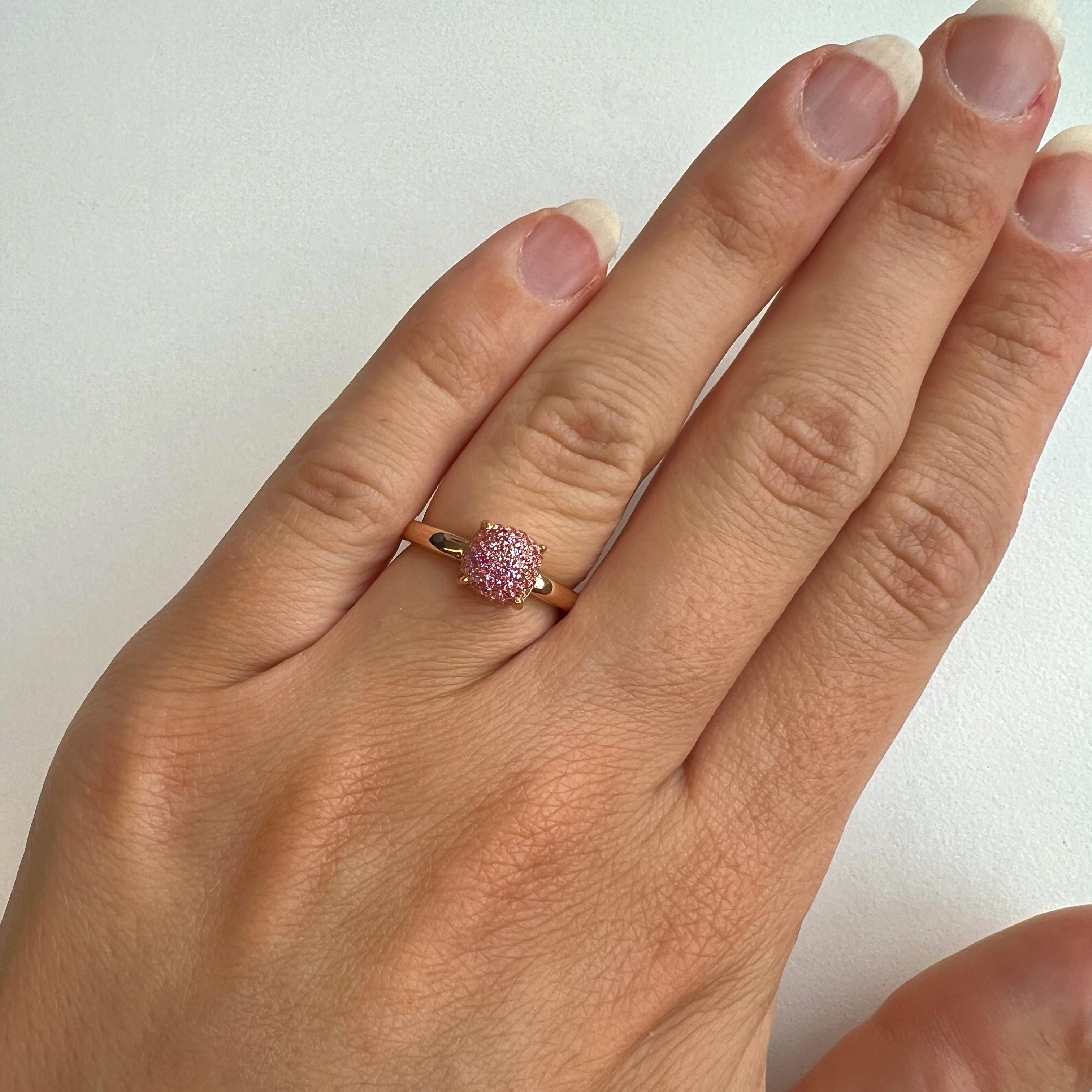 Tiffany & Co. Paloma Picasso Pavé Pink Sapphire Sugar Stack 18k Rose Gold Ring 6