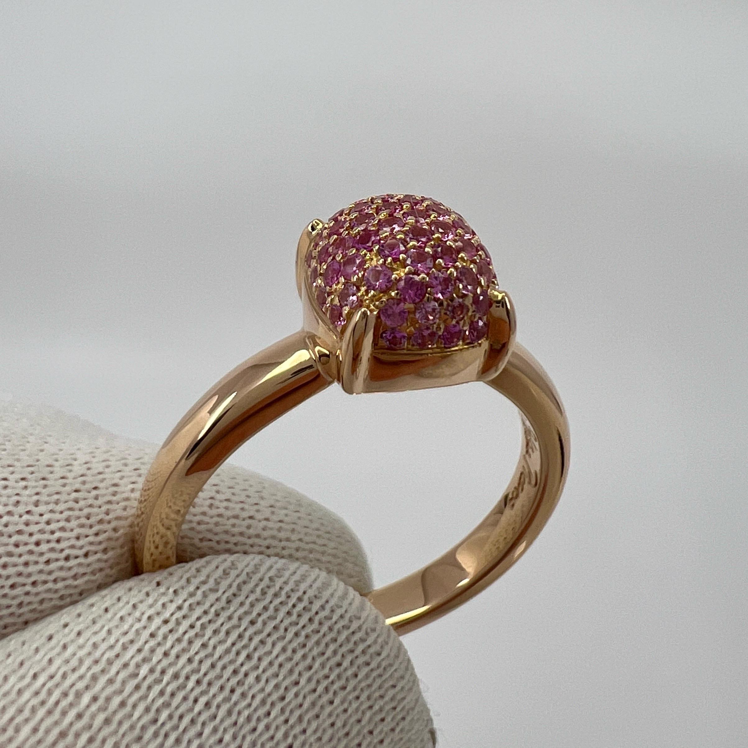 Tiffany & Co. Paloma Picasso Pavé Pink Sapphire Sugar Stack 18k Rose Gold Ring In Excellent Condition For Sale In Birmingham, GB