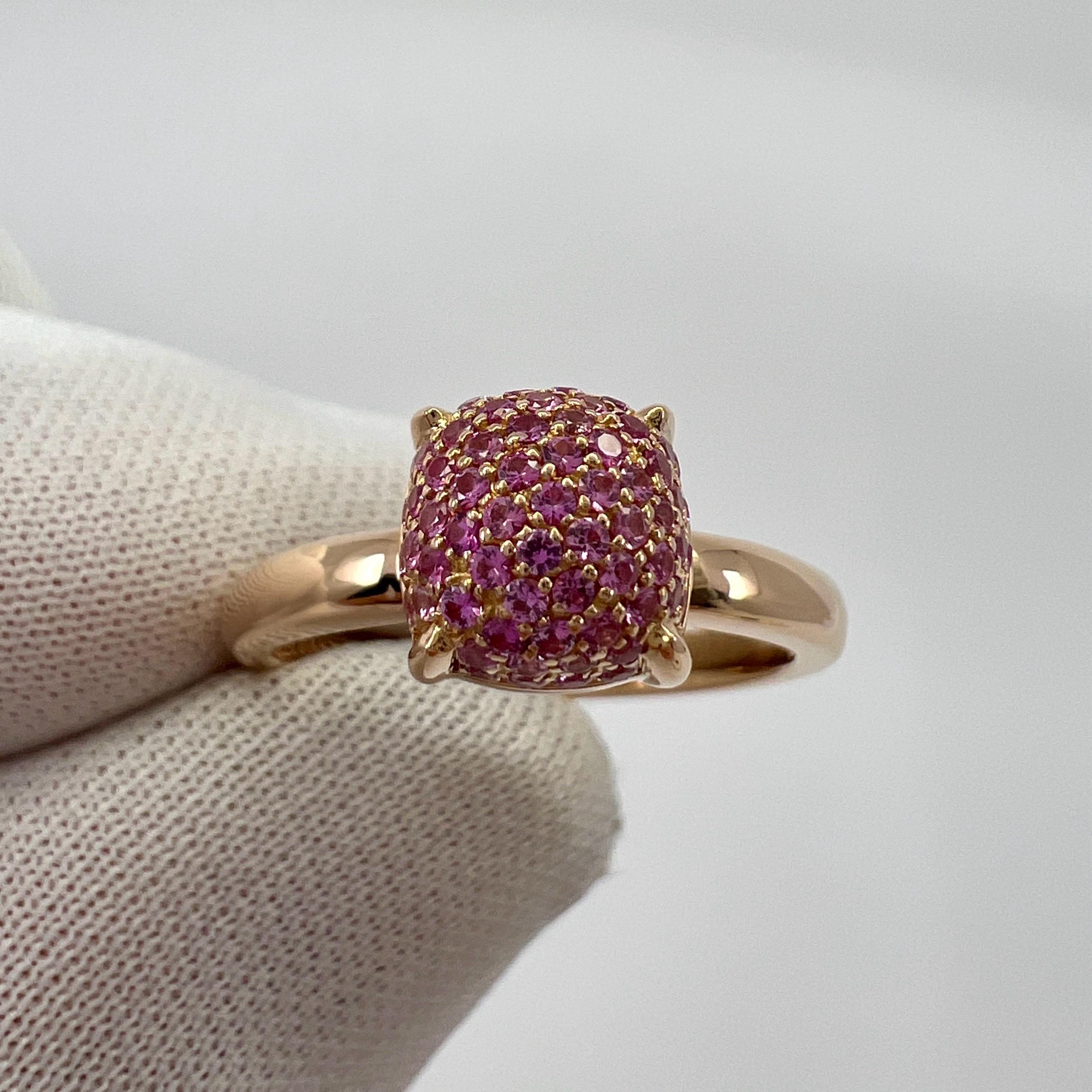Tiffany & Co. Paloma Picasso Pavé Pink Sapphire Sugar Stack 18k Rose Gold Ring For Sale 2