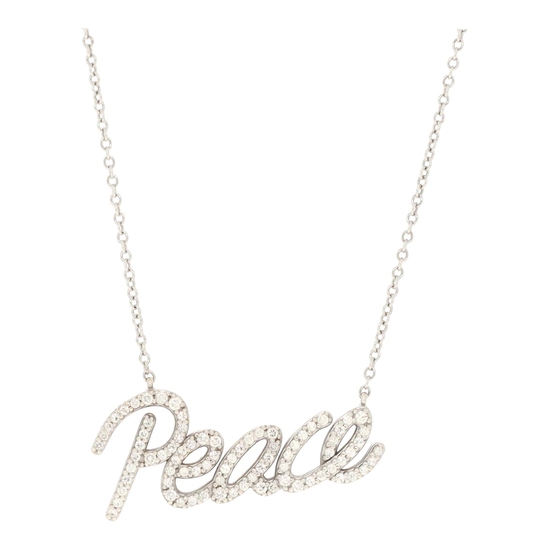 Tiffany & Co. Paloma Picasso Peace Pendant Necklace 18K White Gold with Diamonds For Sale