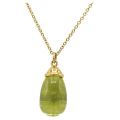 Tiffany & Co. Paloma Picasso Peridot Drop 18 Karat Yellow Gold Pendant Necklace