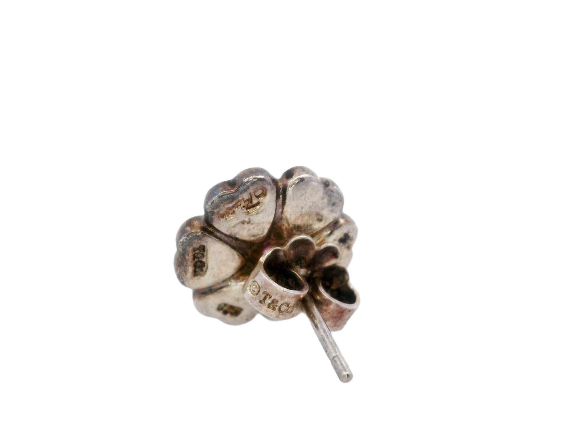 Modern Tiffany & Co. Paloma Picasso Pink Sapphire Heart Studs in Sterling Silver For Sale