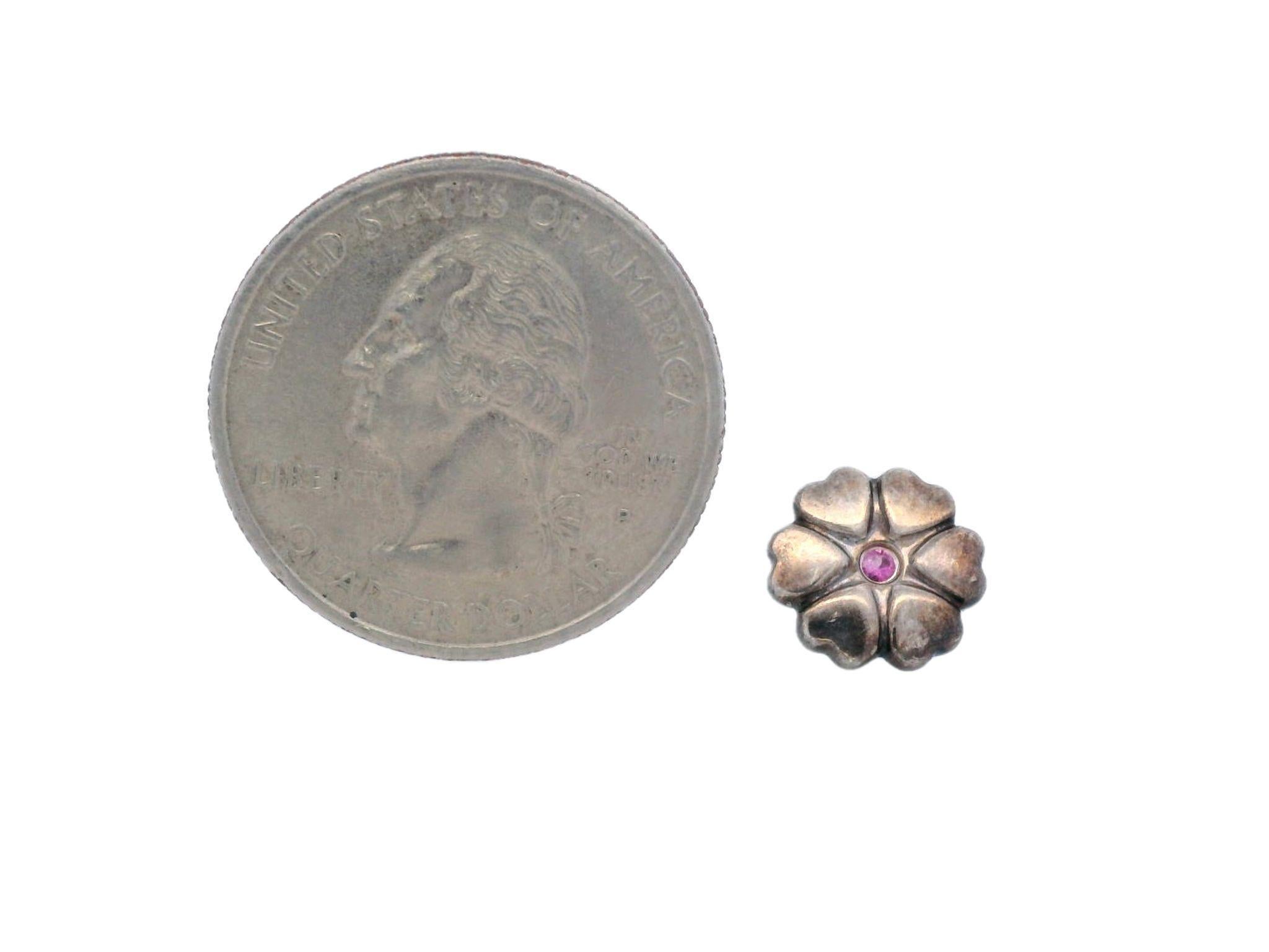 Tiffany & Co. Paloma Picasso Pink Sapphire Heart Studs in Sterling Silver In Good Condition For Sale In Fairfield, CT