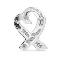 Tiffany & Co. Paloma Picasso Pink Sapphire Loving Heart Pendant Sterling Silver