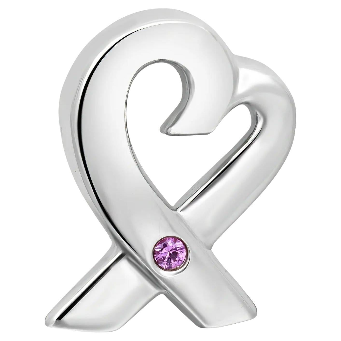 Tiffany & Co. Paloma Picasso Ciondolo a forma di cuore con zaffiro rosa A. Silver