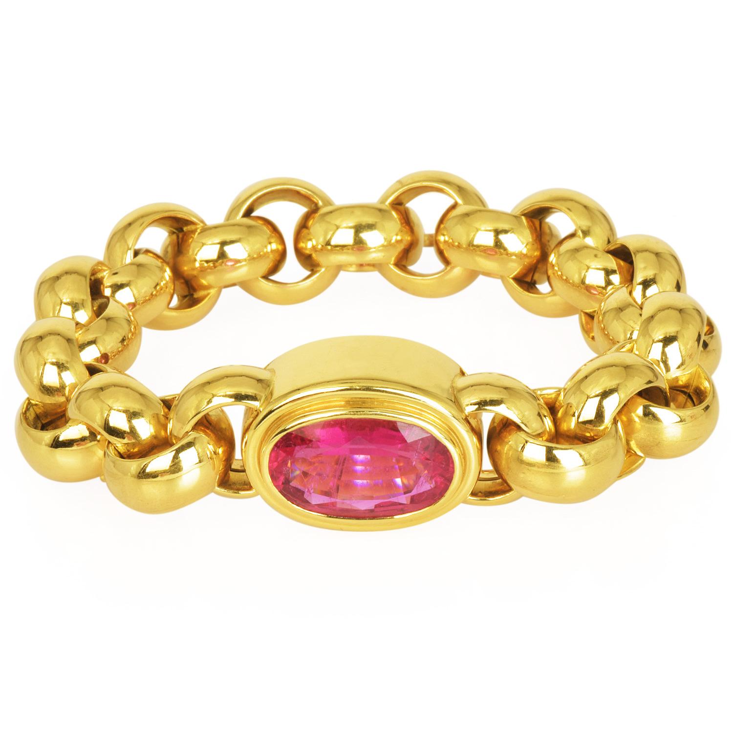 Tiffany & Co. Paloma Picasso Pink Tourmaline 18K Gold Statement Bracelet 1