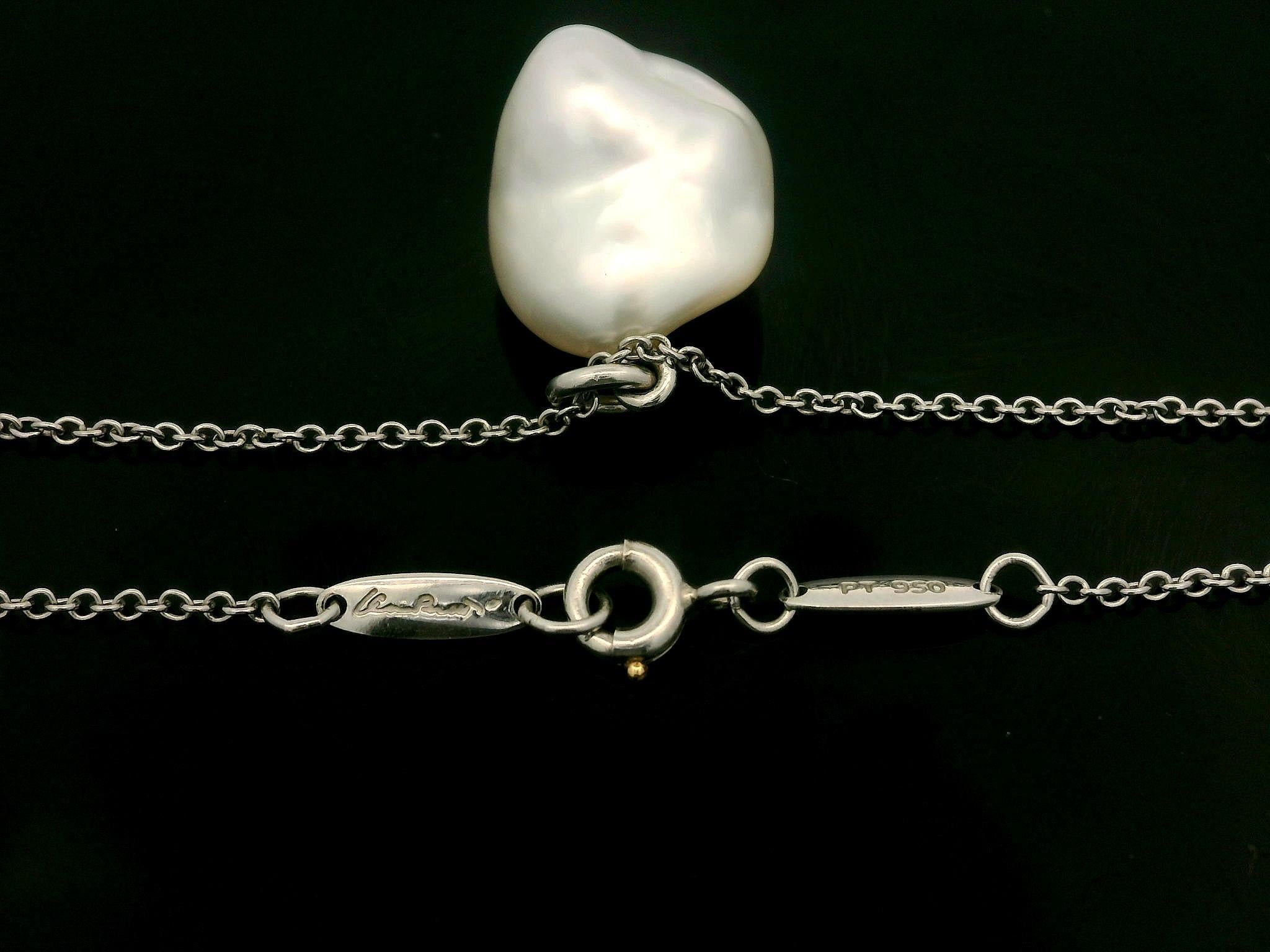Perle Tiffany & Co. Paloma Picasso Platinum Baroque Keshi Pearl Pendant 16