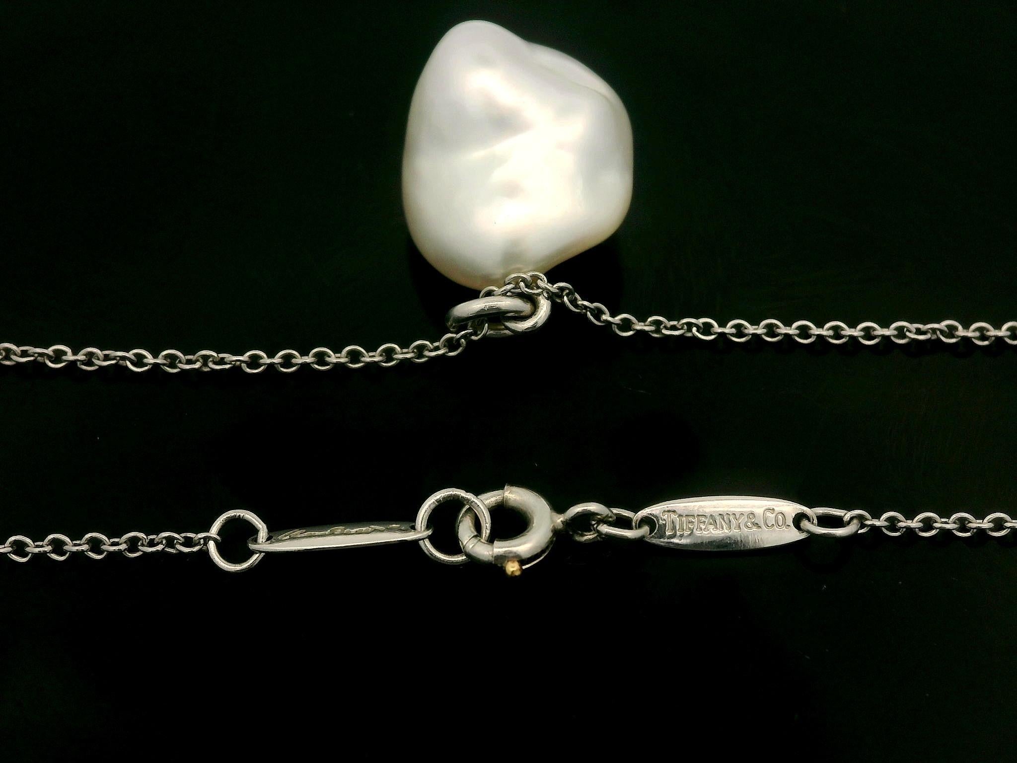 Tiffany & Co. Paloma Picasso Platinum Baroque Keshi Pearl Pendant 16