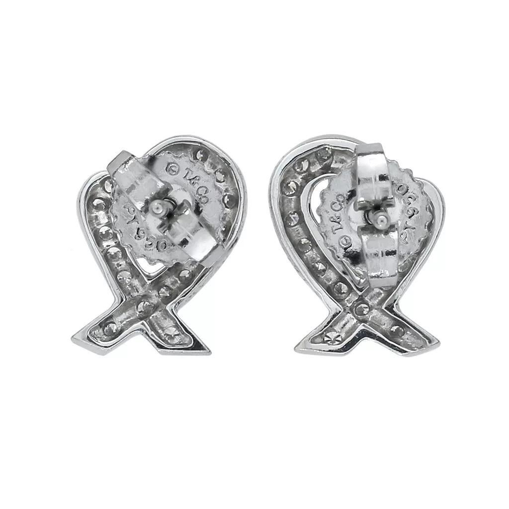 Women's TIFFANY & Co. Paloma Picasso Platinum Diamond Loving Heart Earrings