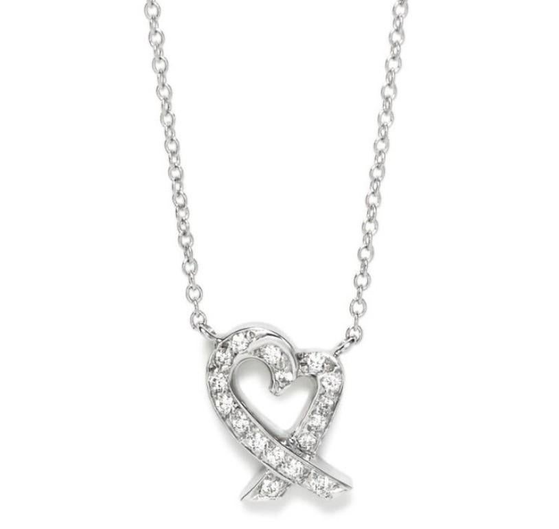 TIFFANY & Co. Paloma Picasso Platinum Diamond Loving Heart Pendant Necklace 

Metal: Platinum 
Chain: 16