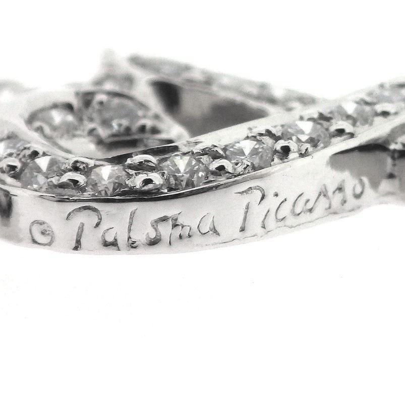 TIFFANY & Co. Paloma Picasso Platinum Diamond Loving Heart Pendant Necklace For Sale 2
