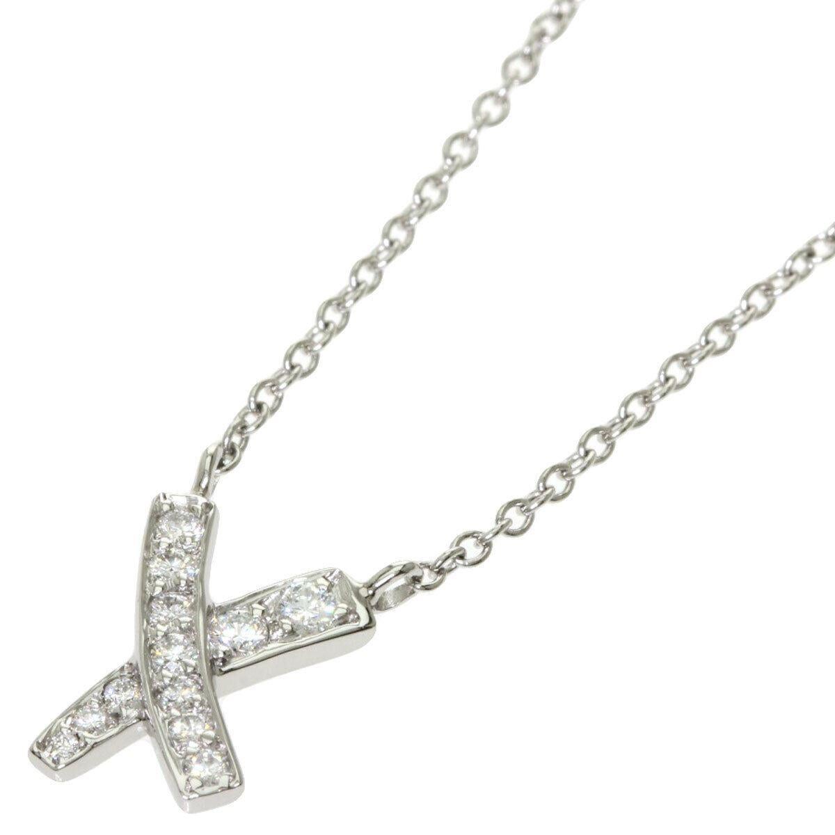 Round Cut TIFFANY & Co. Paloma Picasso Platinum Diamond X Pendant Necklace For Sale