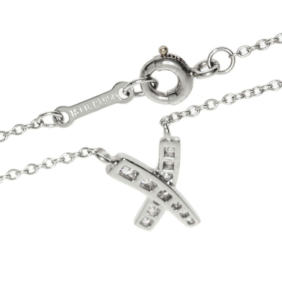 TIFFANY & Co. Paloma Picasso Platinum Diamond X Pendant Necklace In Excellent Condition For Sale In Los Angeles, CA
