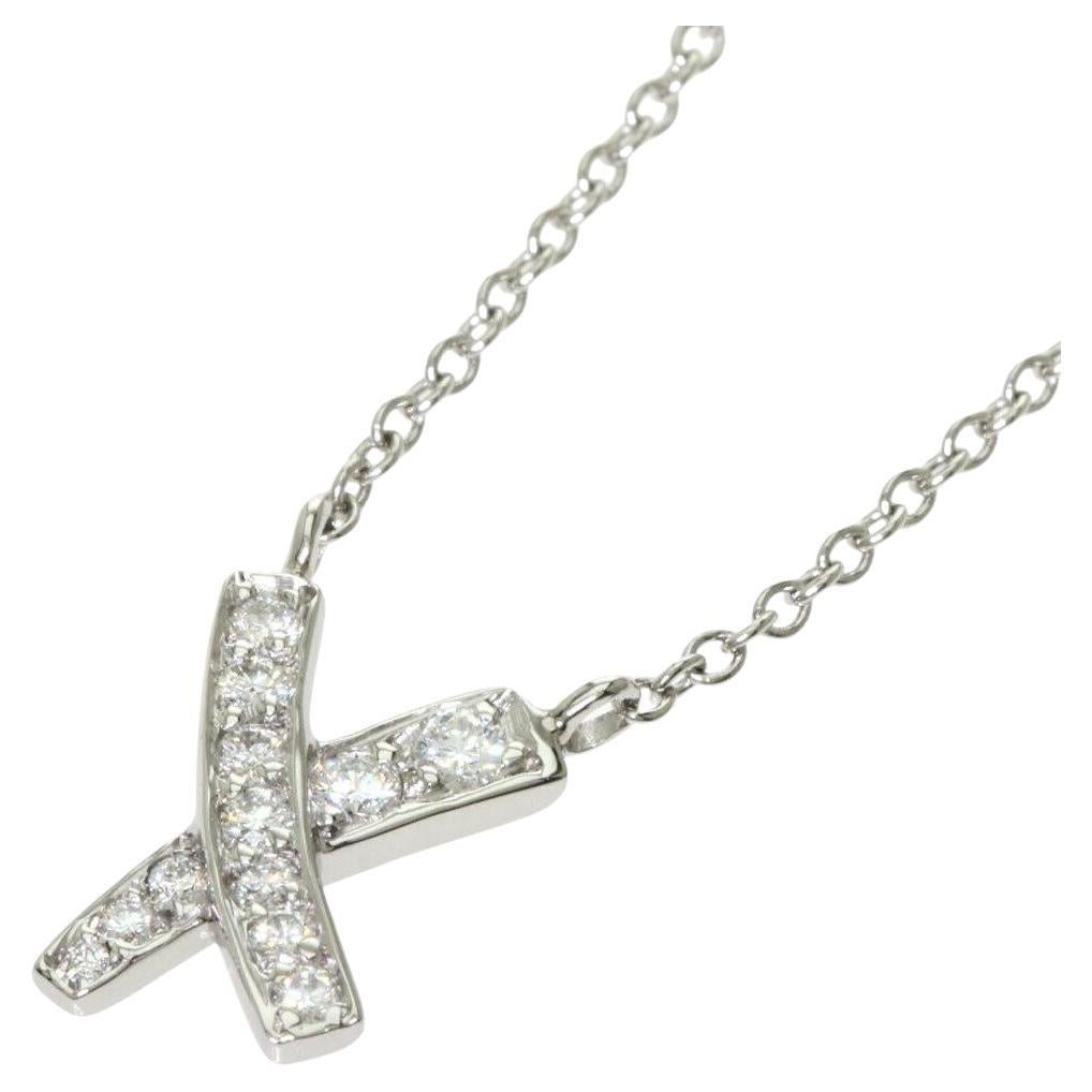 TIFFANY & Co. Paloma Picasso Platinum Diamond X Pendant Necklace