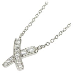 TIFFANY & Co. Paloma Picasso Platinum Diamond X Pendant Necklace