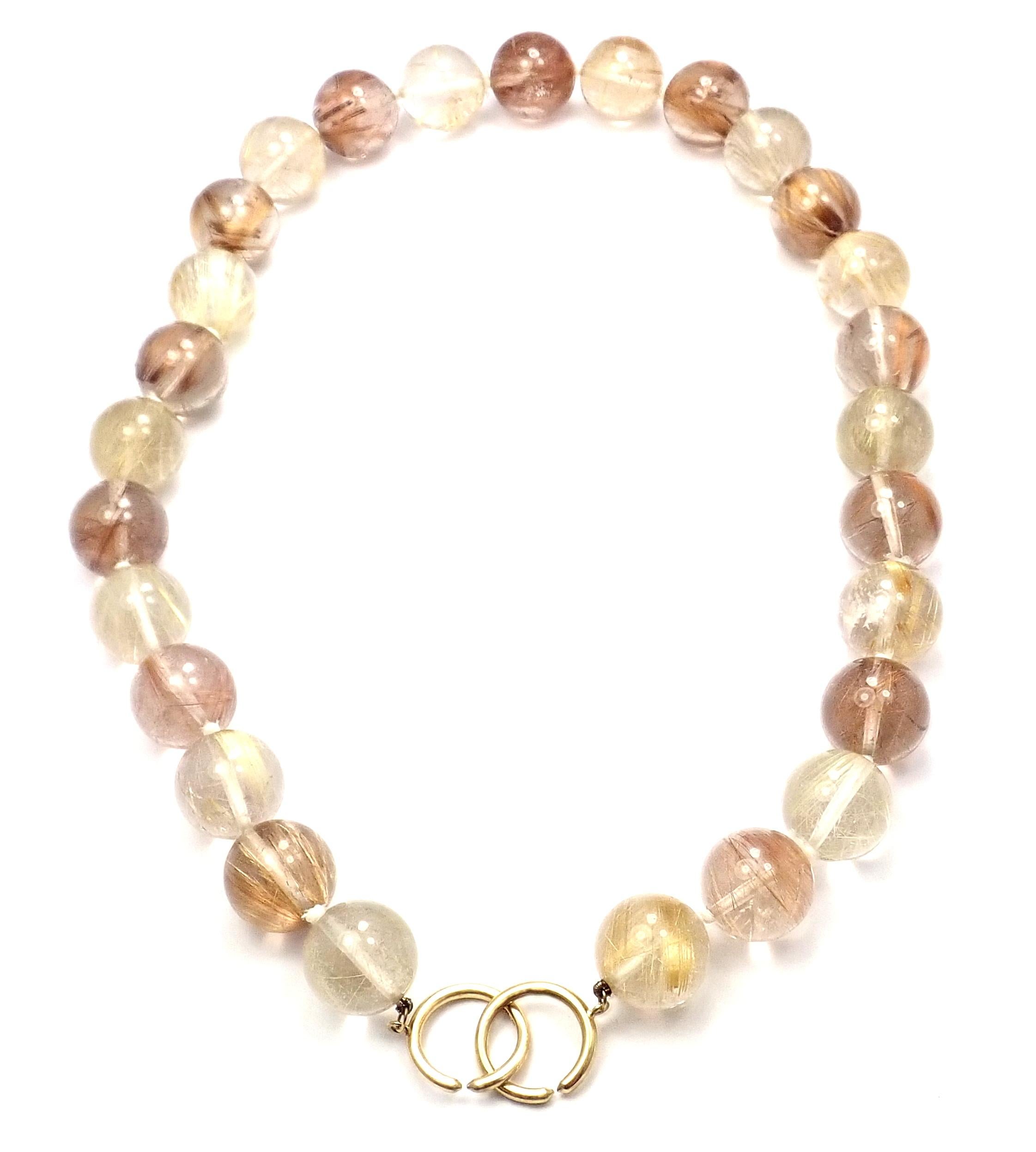 Tiffany & Co. Paloma Picasso Rutilated Quartz Bead Yellow Gold Necklace 5