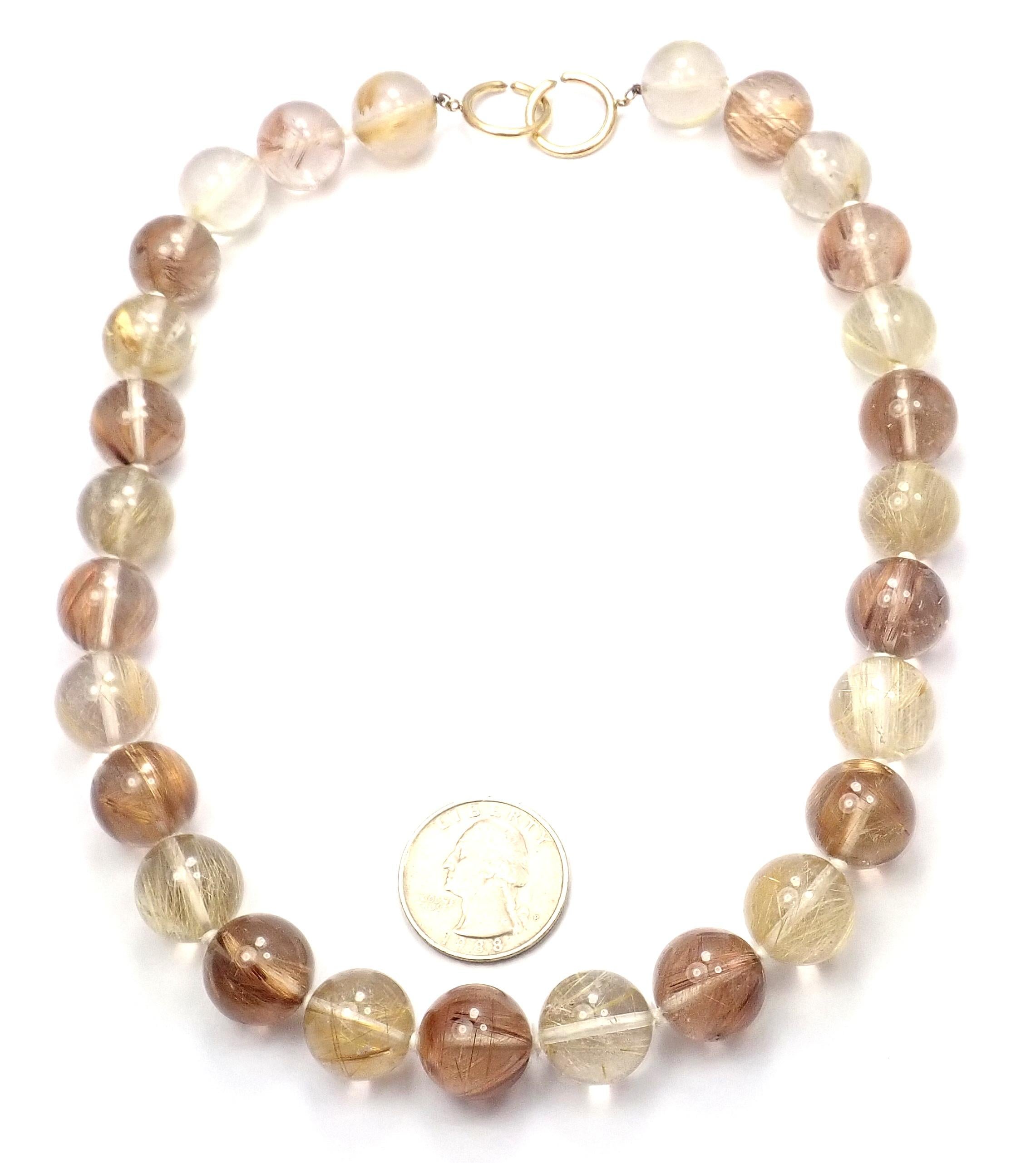 Tiffany & Co. Paloma Picasso Rutilated Quartz Bead Yellow Gold Necklace 4