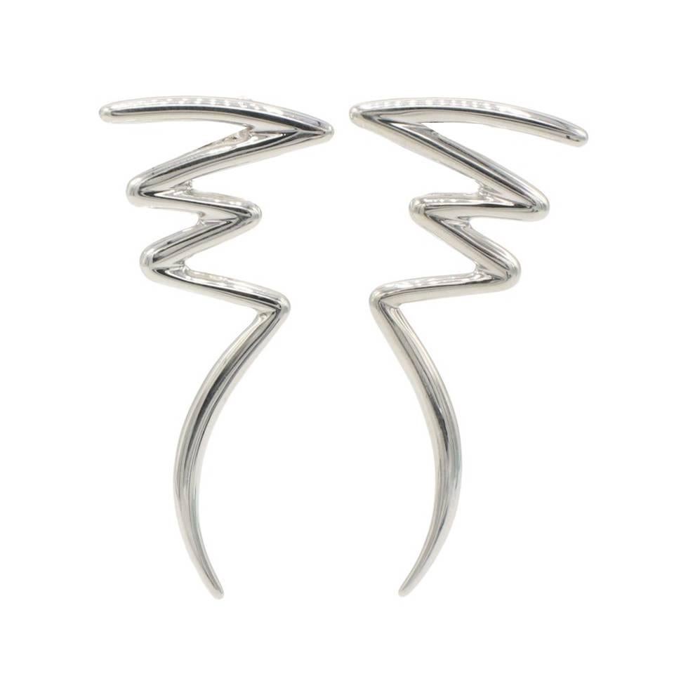 Tiffany & Co. Paloma Picasso Scribble ZigZag Sterling Silver Earrings 
Metal: Sterling silver 925
Weight: 3.33 grams
Dimensions: 35 x 16mm
Signed: Tiffany & Co. Paloma Picasso ©925
Backs: Friction backs with posts 