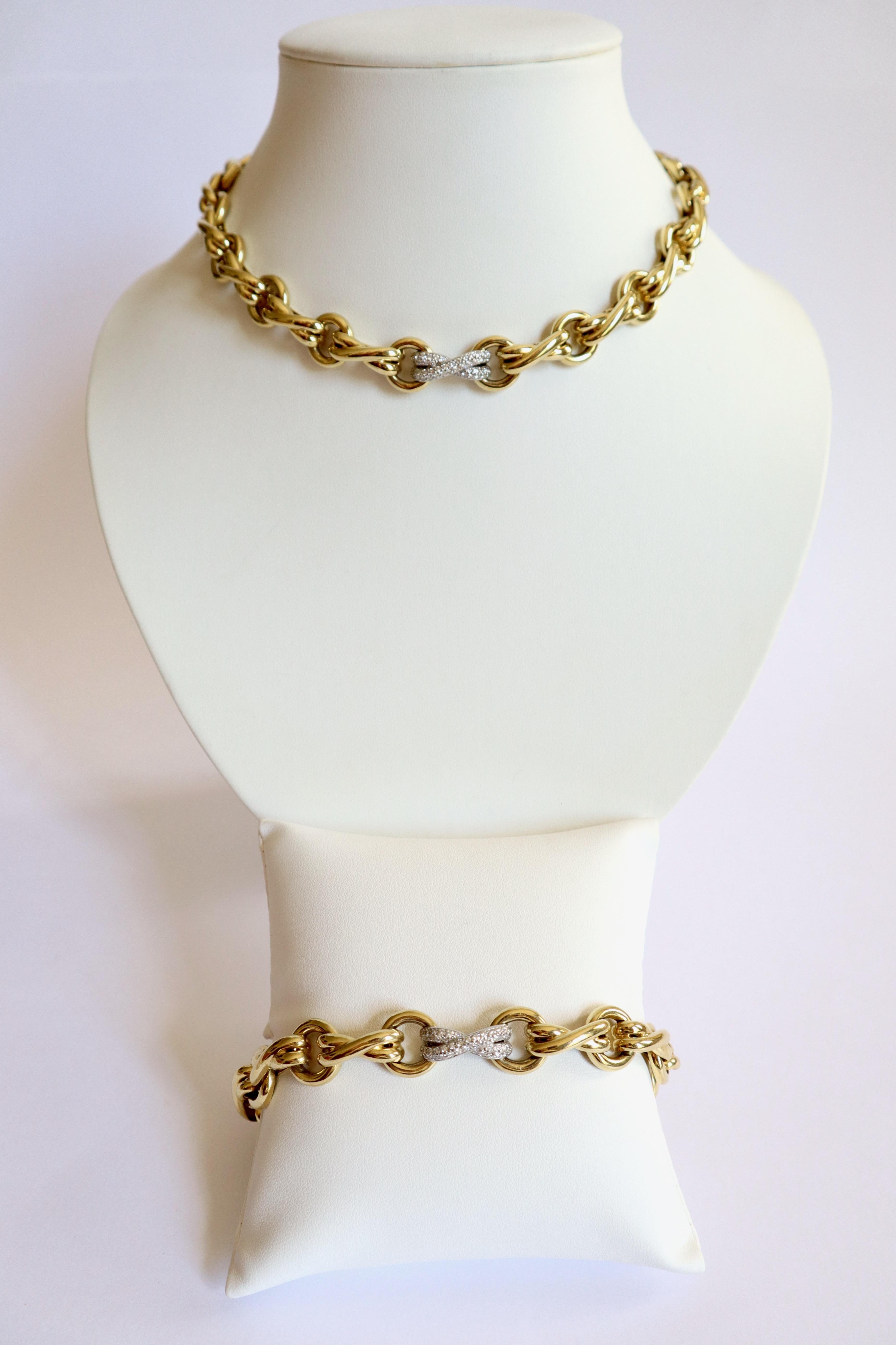 Tiffany & Co. Paloma Picasso Set, Armband und Halskette aus 18 K Gold Diamanten im Zustand „Gut“ im Angebot in Paris, FR