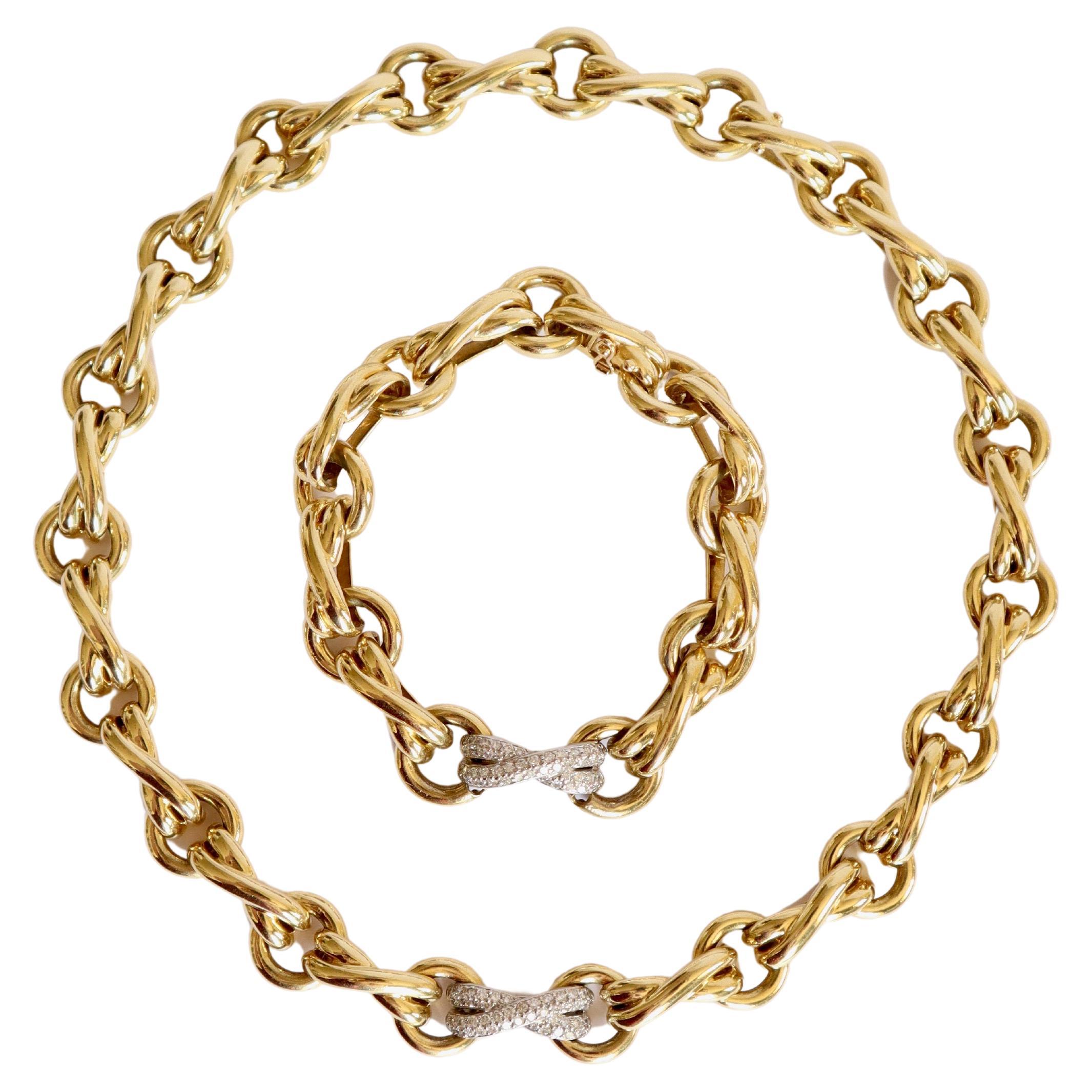 Tiffany & Co. Paloma Picasso Set, Armband und Halskette aus 18 K Gold Diamanten im Angebot