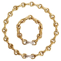 Tiffany & Co. Paloma Picasso Set, Bracelet and Necklace in 18 K Gold Diamonds