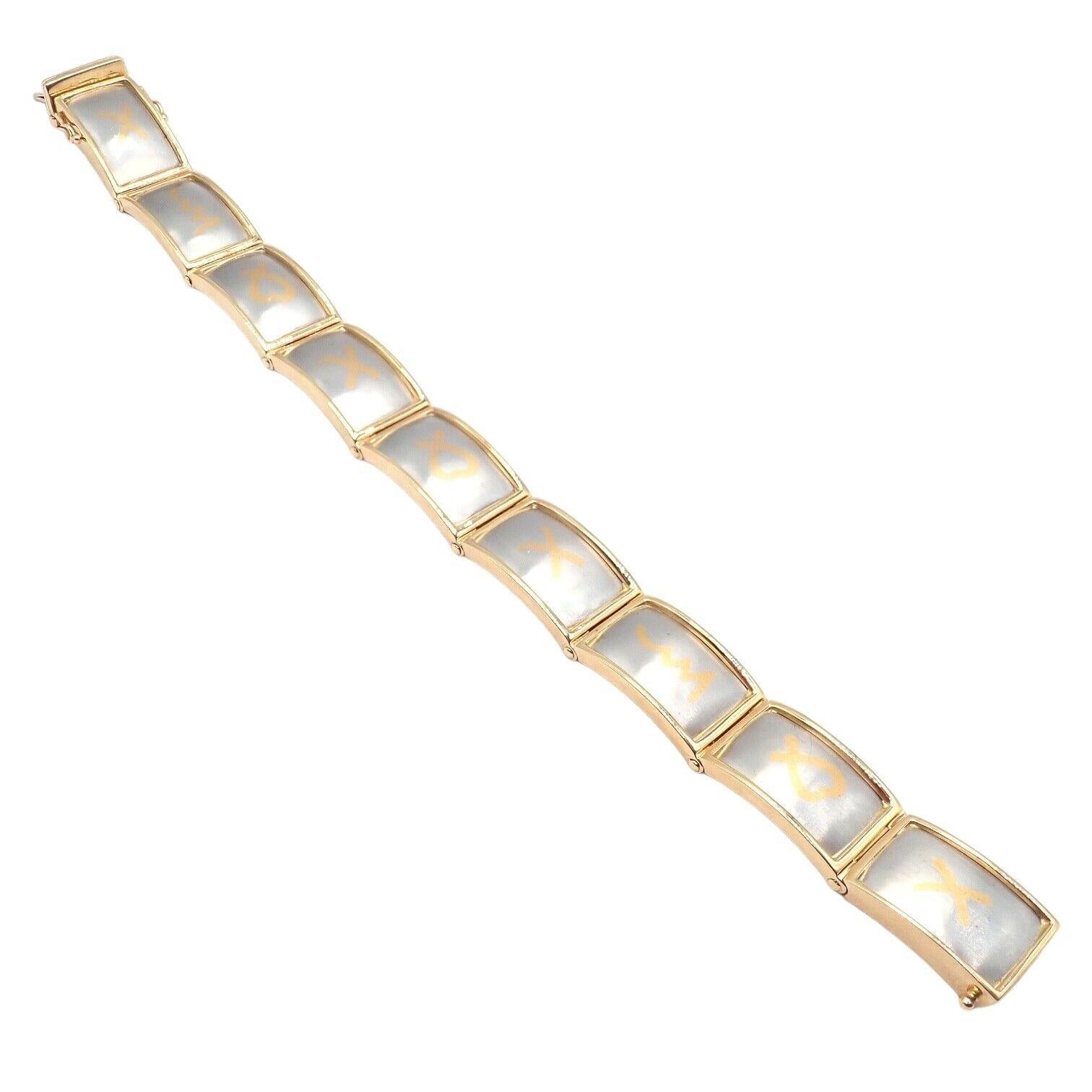 Tiffany & Co Paloma Picasso Signature Yellow Gold Platinum Panel Link Bracelet For Sale 7