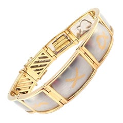 Tiffany & Co Paloma Picasso Signature Yellow Gold Platinum Panel Link Bracelet