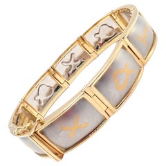 Retro Tiffany & Co Paloma Picasso Signature Yellow Gold Platinum Panel Link Bracelet