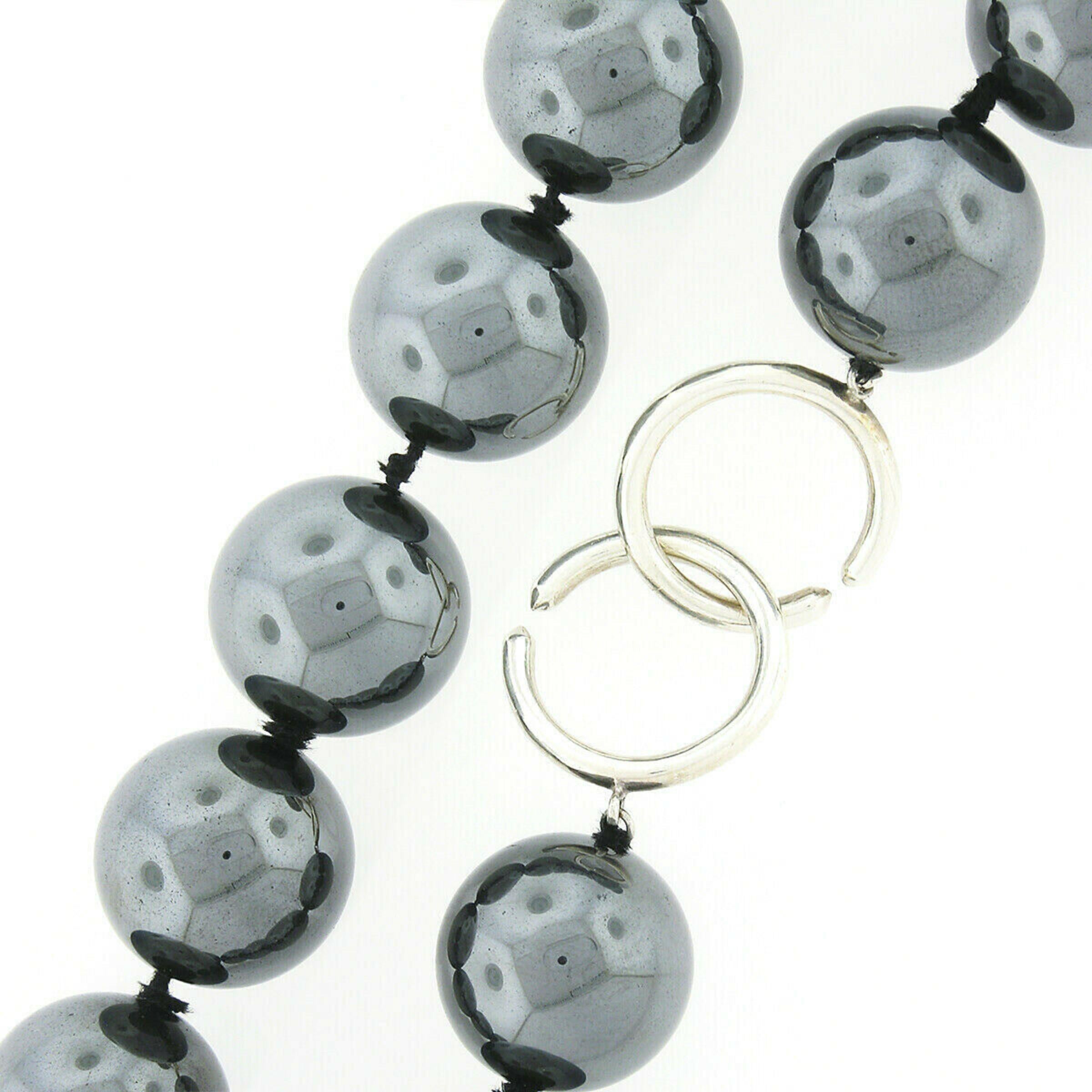 Tiffany & Co. Paloma Picasso Silver Huge Hematite Ball Bead Strand Necklace In Good Condition In Montclair, NJ