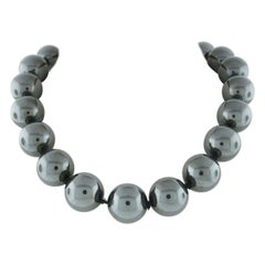 Tiffany & Co. Paloma Picasso Silver Huge Hematite Ball Bead Strand Necklace