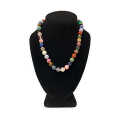 Tiffany & Co. Paloma Picasso Silver Multicolored Gemstone Bead Necklace 1980's