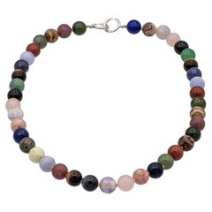 Tiffany & Co. Paloma Picasso Silver Multicolored Gemstone Bead Necklace 1980's