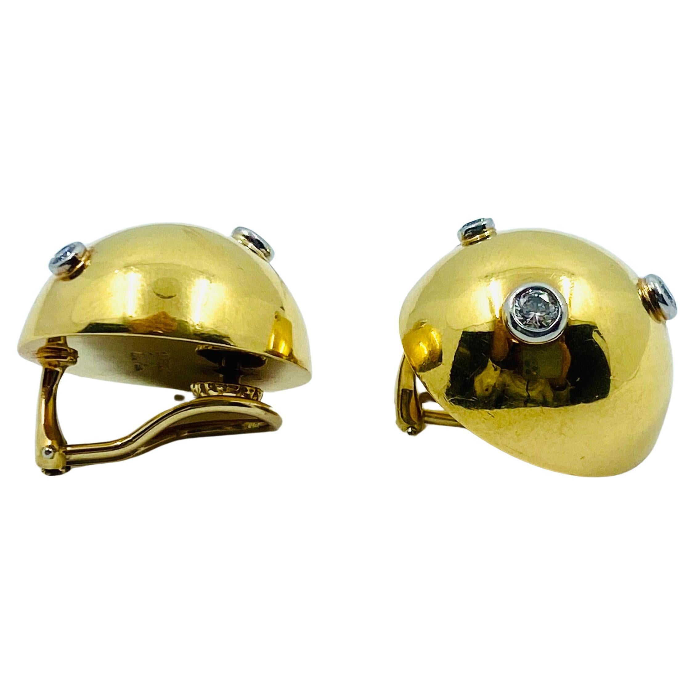 Tiffany& Co. Paloma Picasso Sputnik Earrings Gold Diamond In Good Condition In Beverly Hills, CA
