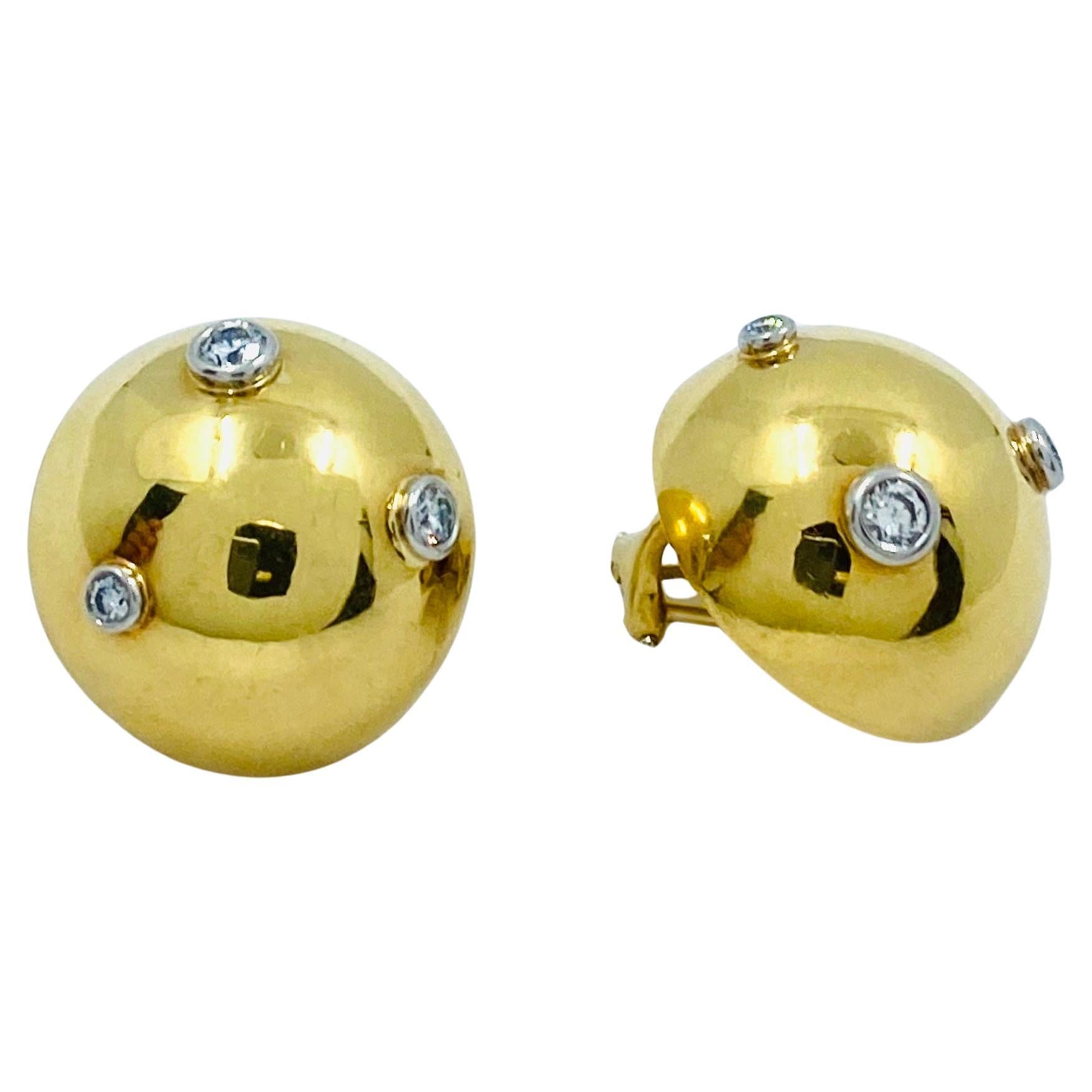 Tiffany& Co. Paloma Picasso Sputnik Earrings Gold Diamond 2
