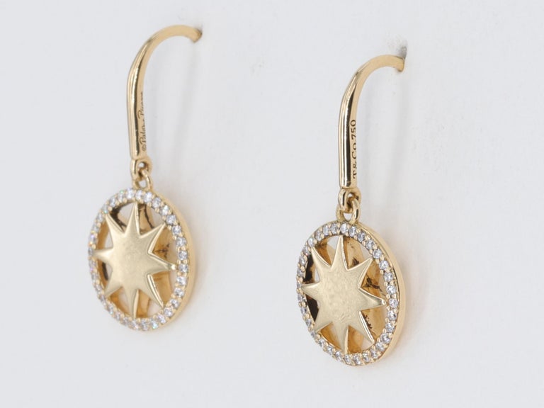 Tiffany and Co Paloma Picasso Star Drop Earrings Diamonds and Yellow Gold  For Sale at 1stDibs | paloma picasso pearl earrings, tiffany star earrings