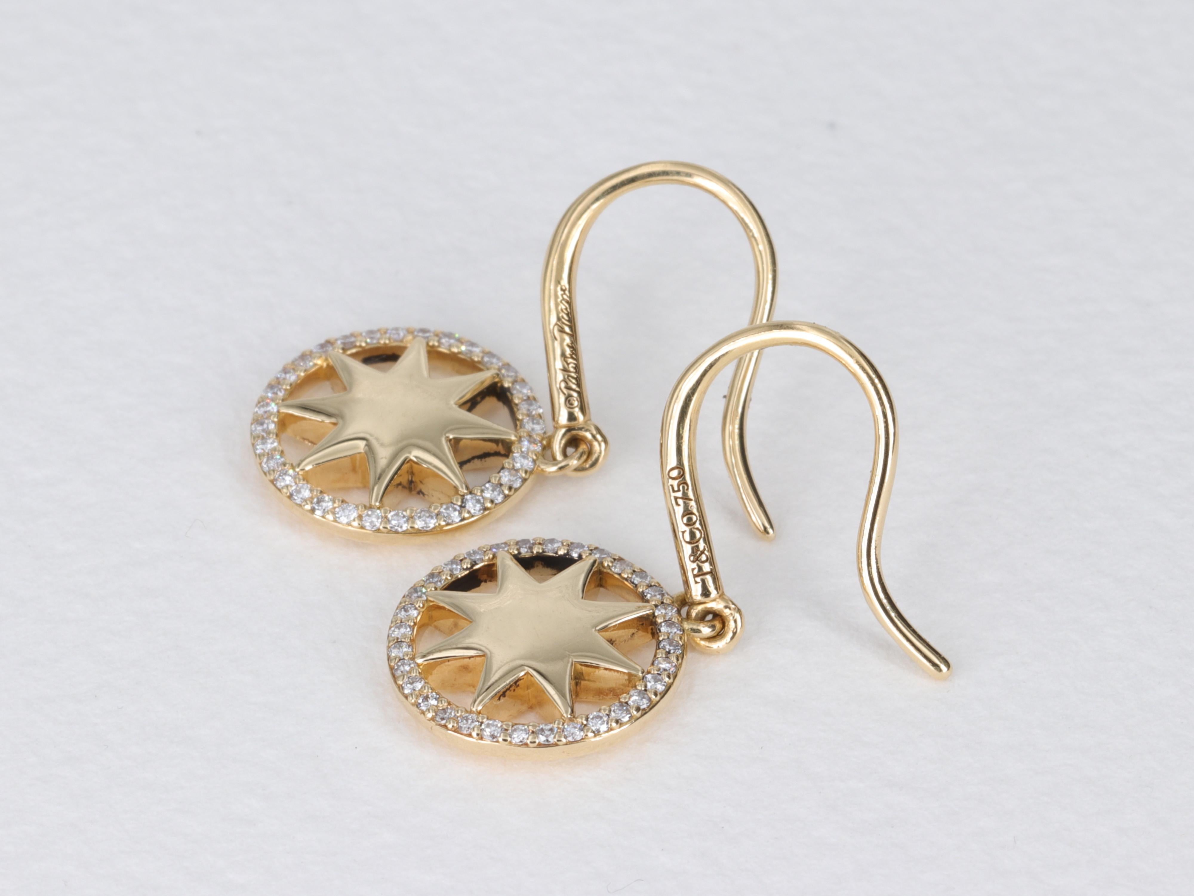 Moderne Tiffany & Co. Boucles d'oreilles en goutte Paloma Picasso étoile en or jaune et diamants en vente