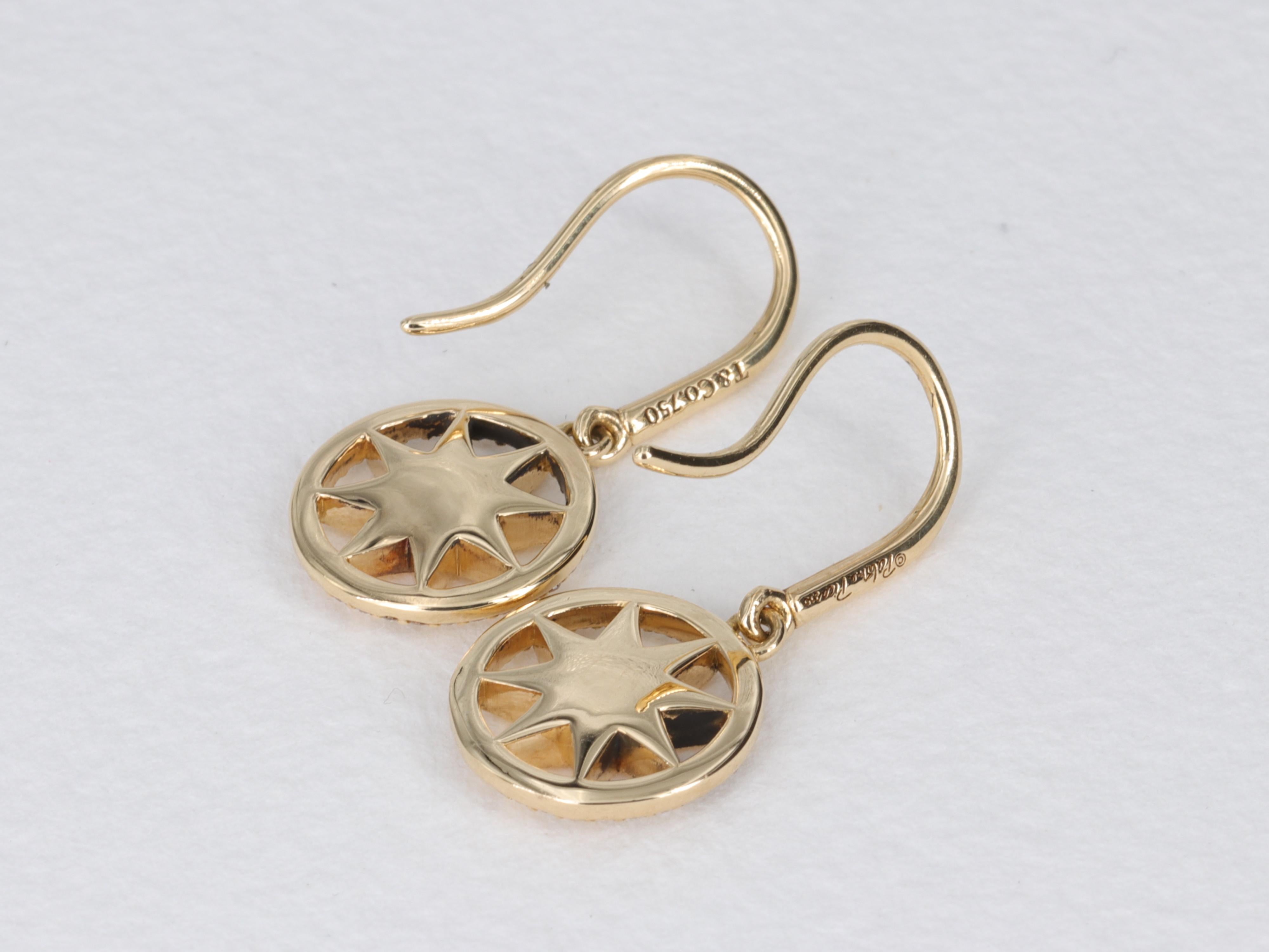 Taille ronde Tiffany & Co. Boucles d'oreilles en goutte Paloma Picasso étoile en or jaune et diamants en vente