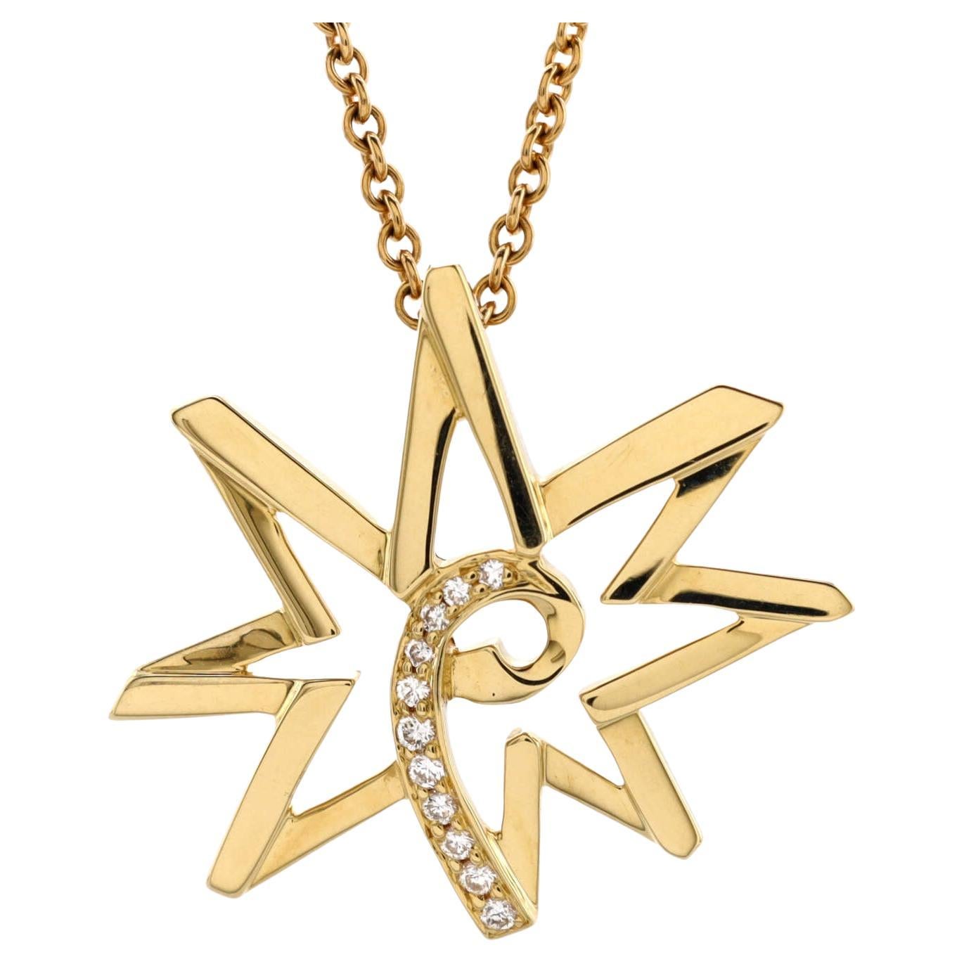 Tiffany & Co. Paloma Picasso Star Pendant Necklace 18K Yellow Gold with Diamonds